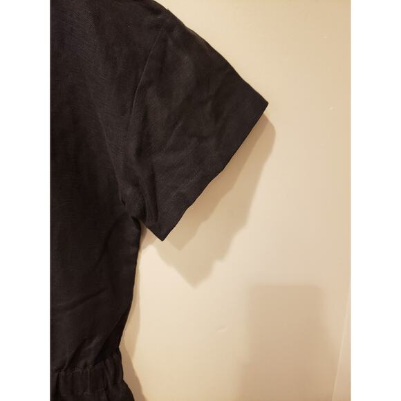 NWT Eileen Fisher Womens Linen Blend Slub Jumpsuit Black Wide Leg Cropped Large - Picture 5 of 13